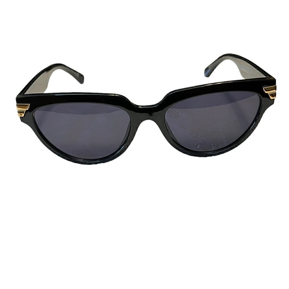 Women's Fashion Cat Eye Sunglasses, Black, Gold Tone Trim - Picture 6 of 7